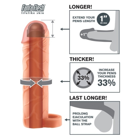 Nakładka na penisa FXTP 1 Ext Ball Strap Light — TPE z pierścieniem na jądra, wydłużenie +2,5 cm, długość całkowita 17,7 cm - 4