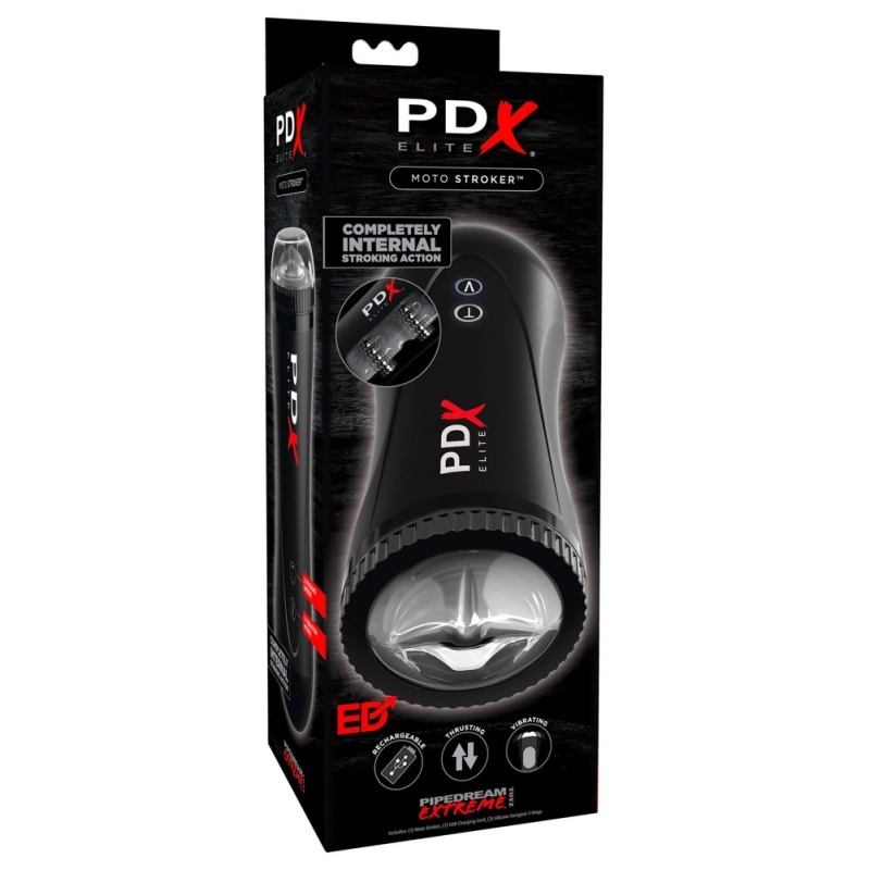 Masturbator automatyczny Moto Stroker – 5 trybów wibracji, 2 prędkości pchnięć, długość 21 cm - 1