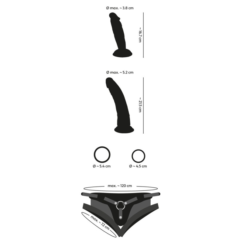 Zestaw strap-on dla par Playgirls 2Di z 2 wymiennymi dildami 16,7 cm i 21,5 cm - 5