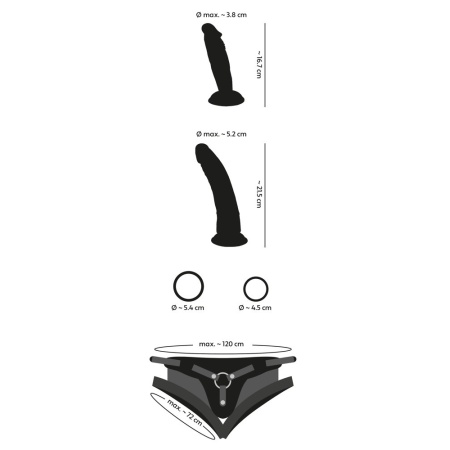 Zestaw strap-on dla par Playgirls 2Di z 2 wymiennymi dildami 16,7 cm i 21,5 cm - 5