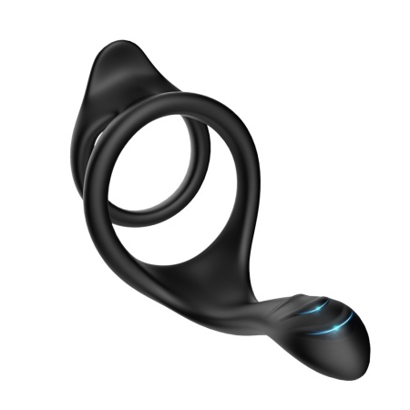 Pierścień erekcyjny Tail Black - podwójna pętla stabilizująca, silikon klasy medycznej, 85 × 70 × 50 mm - 8