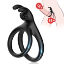Pierścień intymny Tensy black - podwójne elastyczne pierścienie z silikonu medycznego, gniazdo na wibrator bullet, 80 × 47 × 32 - 3