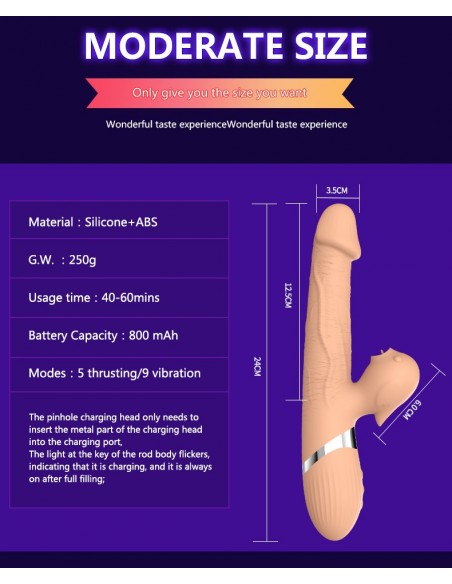 Wibrator-Basia Thtusting Vibrator 2 in 1 Tongue Vibrators USB
