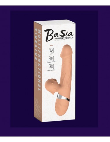 Wibrator-Basia Thtusting Vibrator 2 in 1 Tongue Vibrators USB