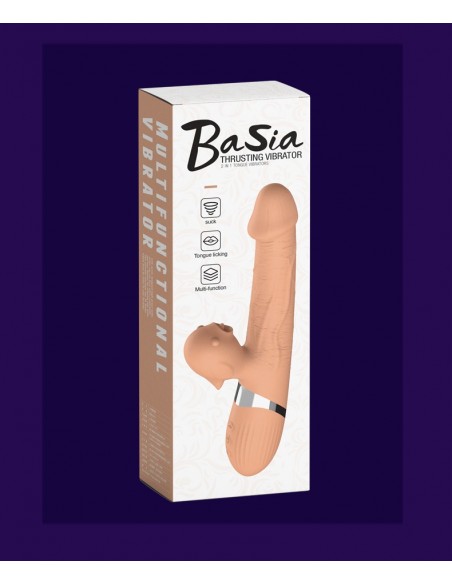 Wibrator-Basia Thtusting Vibrator 2 in 1 Tongue Vibrators USB