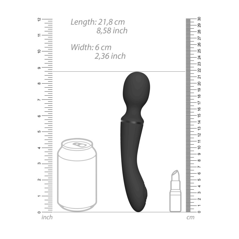 Stymulator dwustronny NAMI Black z falą powietrzną i 2 silnikami NG F1, 4 końcówki, 21,8 cm - 4