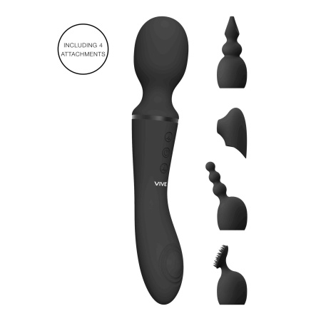 Stymulator dwustronny NAMI Black z falą powietrzną i 2 silnikami NG F1, 4 końcówki, 21,8 cm - 6