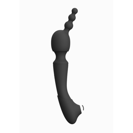 Stymulator dwustronny NAMI Black z falą powietrzną i 2 silnikami NG F1, 4 końcówki, 21,8 cm - 9