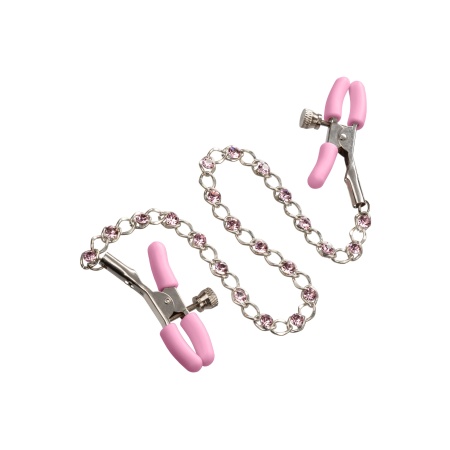 Zaciski na sutki Crystal Nipple Teasers z żelaza bezniklowego, z regulacją nacisku, 30,5 cm - 4