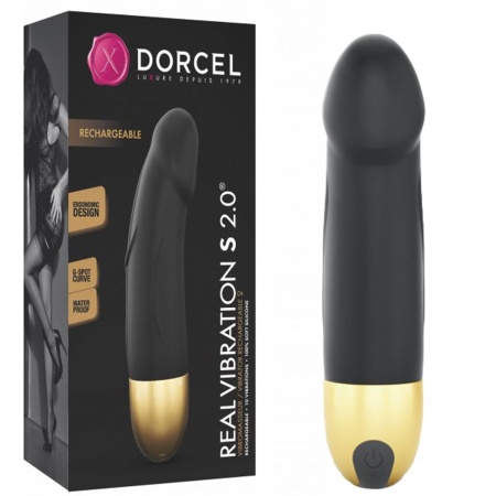 Wibrator Real Vibration S Black & Gold 2.0 - zakrzywiony profil punktu G, 16,2 cm - 2
