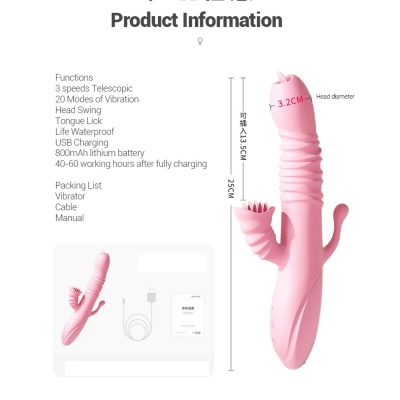 Wibrator Ada USB – silikonowy, wodoodporny, wielopunktowy (ok. 19 cm) - 1 2