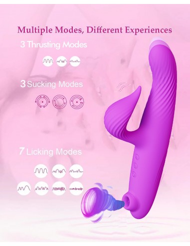 3 in 1 Thrusting Vibrator PURPLE