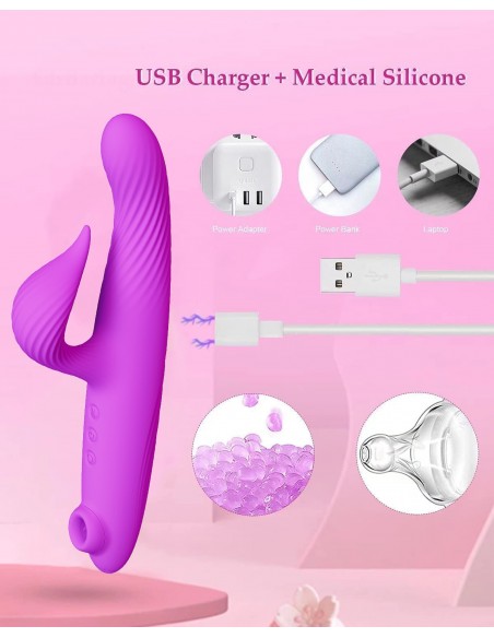 3 in 1 Thrusting Vibrator PURPLE