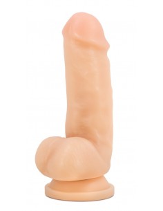 DR. SKIN PLUS  7 INCH GIRTHY POSABLE DILDO WITH BALLS  VANILLA