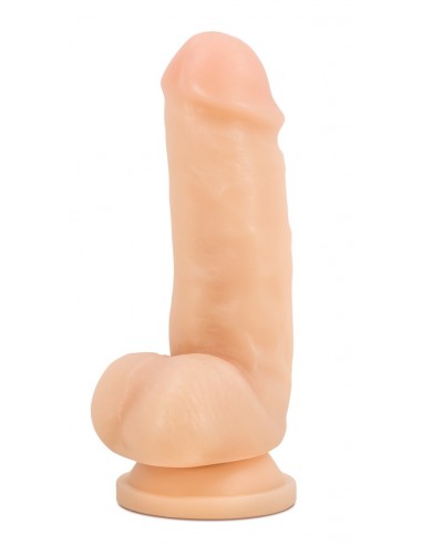 DR. SKIN PLUS  7 INCH GIRTHY POSABLE DILDO WITH BALLS  VANILLA