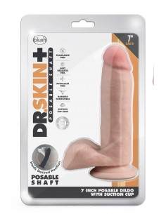 DR. SKIN PLUS  7 INCH POSABLE DILDO WITH BALLS  VANILLA 2
