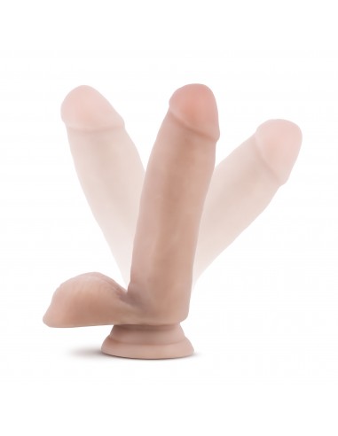 DR. SKIN PLUS  7 INCH POSABLE DILDO WITH BALLS  VANILLA