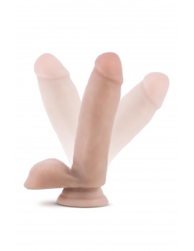DR. SKIN PLUS  7 INCH POSABLE DILDO WITH BALLS  VANILLA
