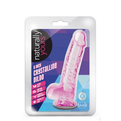 Dildo Crystalline Rose 6-calowy - ręcznie formowany TPE z podstawą przyssawkową, 15,2 cm - 1 2