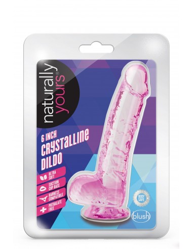 NATURALLY YOURS  6" CRYSTALLINE DILDO  ROSE