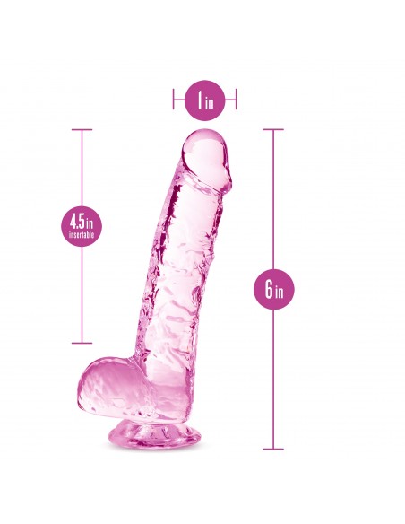 NATURALLY YOURS  6" CRYSTALLINE DILDO  ROSE