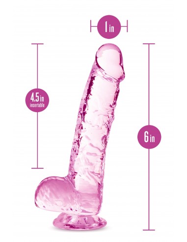 NATURALLY YOURS  6" CRYSTALLINE DILDO  ROSE
