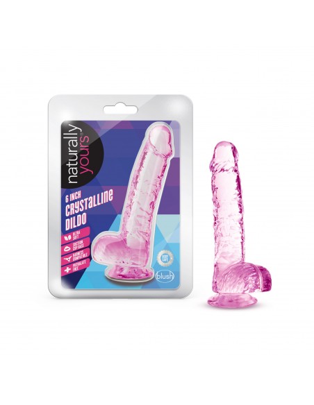 NATURALLY YOURS  6" CRYSTALLINE DILDO  ROSE