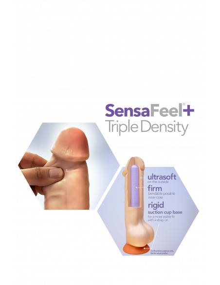 DR. SKIN PLUS 8 INCH THICK POSEABLE DILDO WITH SQUEEZABLE BALLS VANILLA