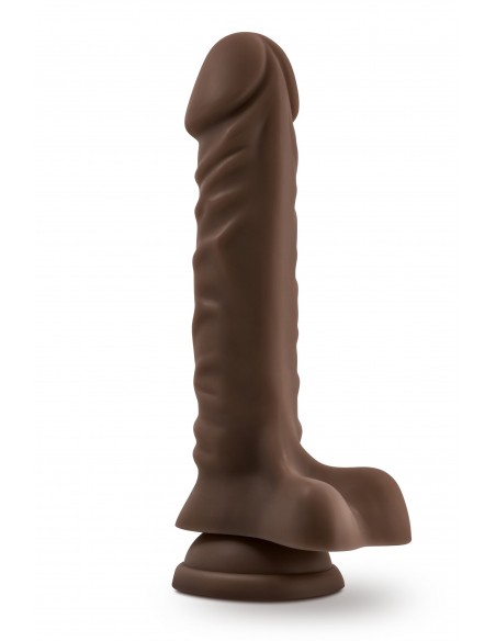 DR. SKIN PLUS 9 INCH POSABLE DILDO WITH BALLS CHOCOLATE