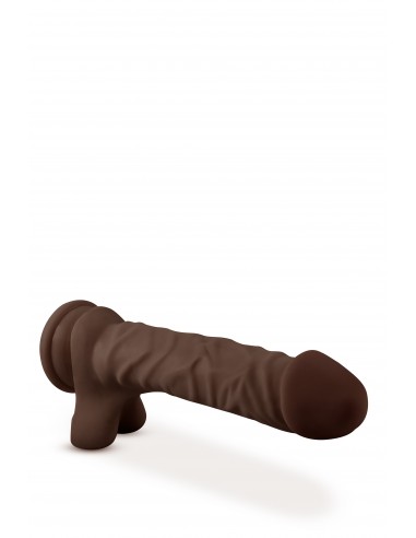 DR. SKIN PLUS 9 INCH POSABLE DILDO WITH BALLS CHOCOLATE