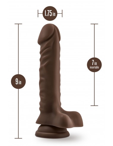 DR. SKIN PLUS 9 INCH POSABLE DILDO WITH BALLS CHOCOLATE