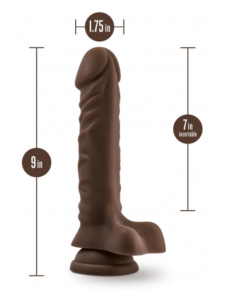 DR. SKIN PLUS 9 INCH POSABLE DILDO WITH BALLS CHOCOLATE