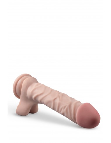 DR. SKIN PLUS 9 INCH POSABLE DILDO WITH BALLS VANILLA