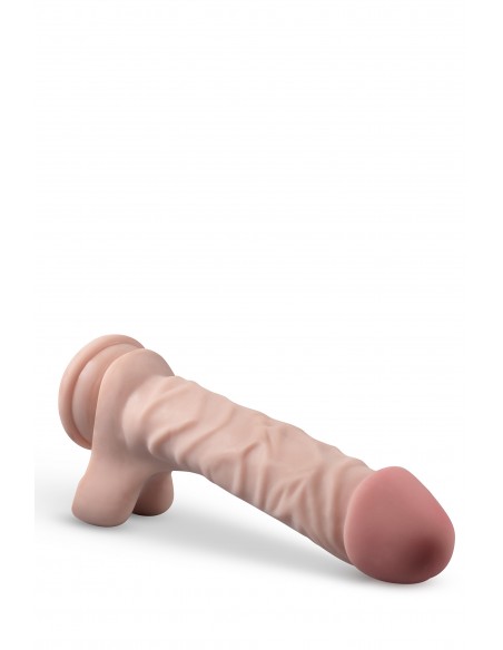 DR. SKIN PLUS 9 INCH POSABLE DILDO WITH BALLS VANILLA