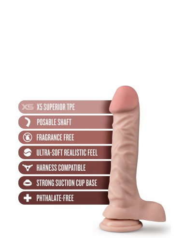 DR. SKIN PLUS 9 INCH POSABLE DILDO WITH BALLS VANILLA