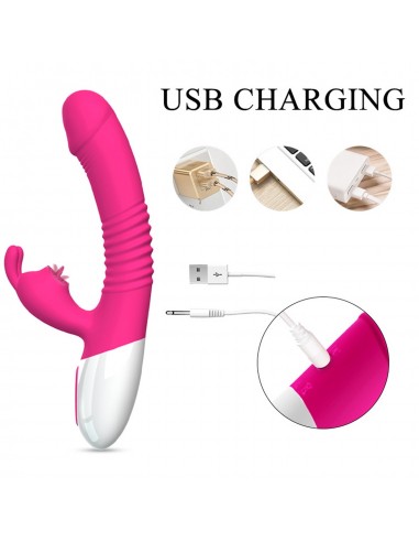 Wibrator- Silicone Vibrator USB 7 Powerful Licking and Thrusting Modes