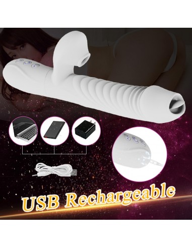 Wibrator-Silicone Vibrator USB 7 Function, White