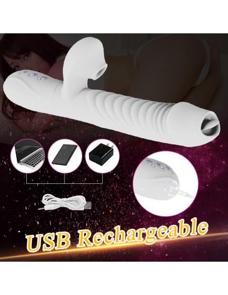 Wibrator-Silicone Vibrator USB 7 Function, White