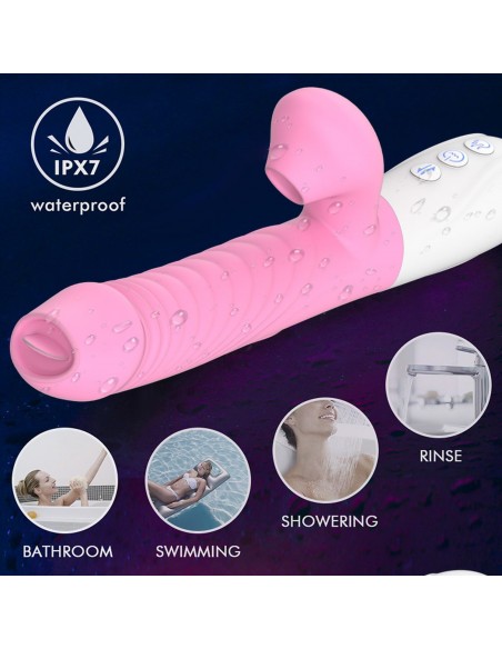 Wibrator-Silicone Vibrator USB 7 Function, Pink