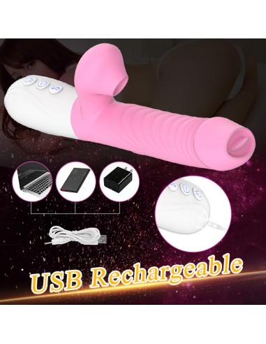 Wibrator-Silicone Vibrator USB 7 Function, Pink