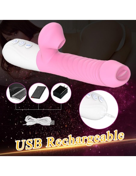 Wibrator-Silicone Vibrator USB 7 Function, Pink