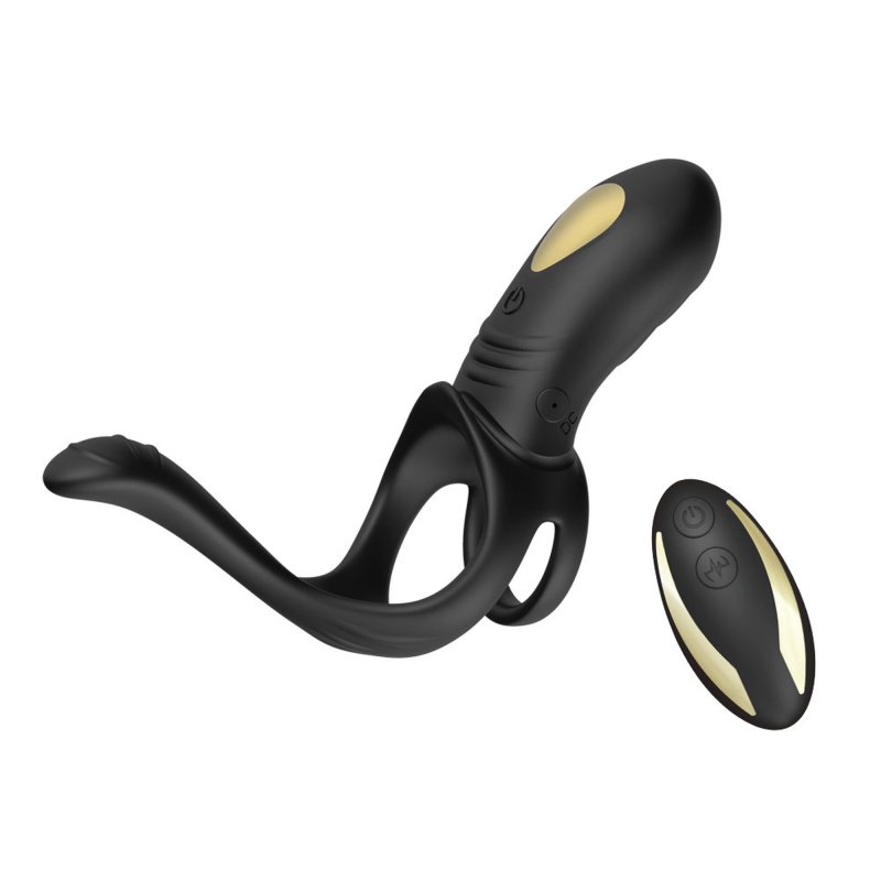 Pierścień wibracyjny Ring Black 9 z pilotem zdalnego sterowania - 9 trybów wibracji, wymiary 13,8 × 5 × 10,7 cm - 1