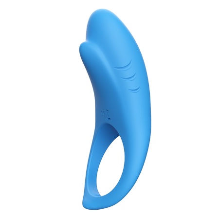 Pierścień erekcyjny Shark Light Blue z bezprzewodowym pilotem, 9 trybów wibracji, średnica wewnętrzna 3 cm - 3