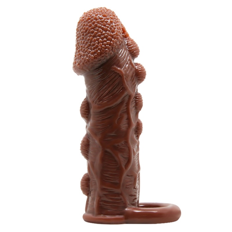 Nakładka na penisa Brave Man z wypustkami i pierścieniem, 14 cm - 2