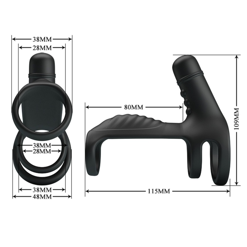Wibracyjna nakładka na penisa Sling z 10 trybami i pierścieniem erekcji - długość 11,5 cm - 7