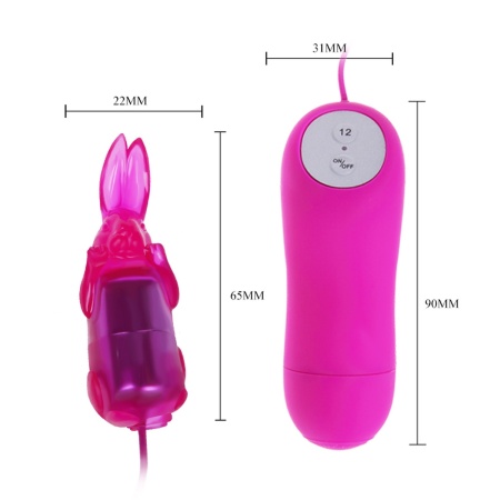 Wibrator kieszonkowy Baile Cute Secret z 12 funkcjami wibracji, nakładką w kształcie króliczka i długością 6,5 cm - 5
