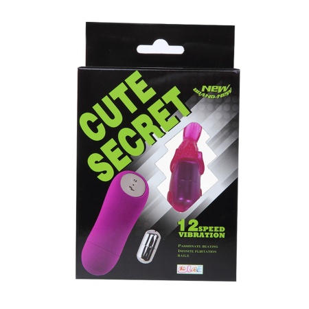 Wibrator kieszonkowy Baile Cute Secret z 12 funkcjami wibracji, nakładką w kształcie króliczka i długością 6,5 cm - 8