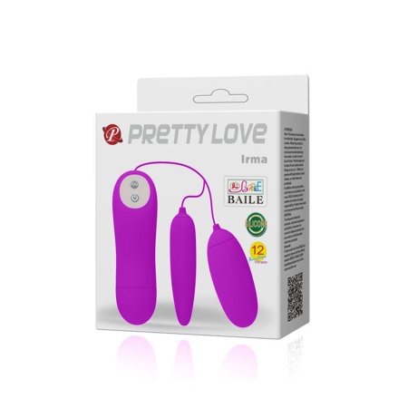 Wibrator podwójny Pretty Love Irma z 12 funkcjami wibracji, głowice 7,5 cm - 8
