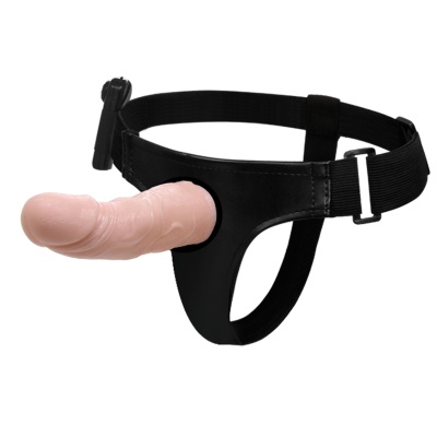 Strap-on Ultra Passionate z wydrążonym wałem o długości 15 cm i wibracją - 1
