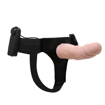 Strap-on Ultra Passionate z wydrążonym wałem o długości 15 cm i wibracją - 1 2